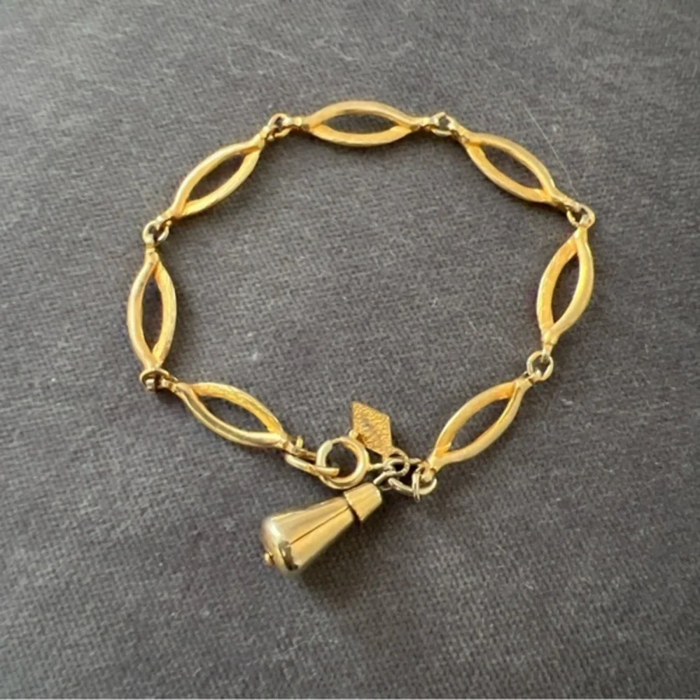 Vintage Sarah Coventry Gold Tone Chain Bracelet with Bell Shape Charm Link